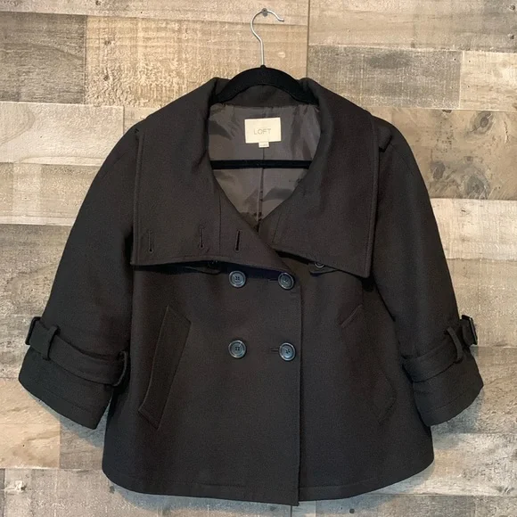Ann Taylor Loft Short Peacoat with oversized collar - Picture 14 of 16